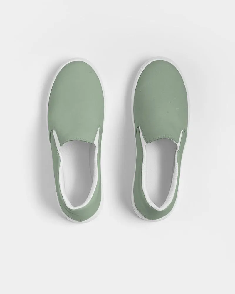 Shaded Pale Pastel Green Gray Slip-On Canvas Sneakers | Women's | C22M0Y30K30