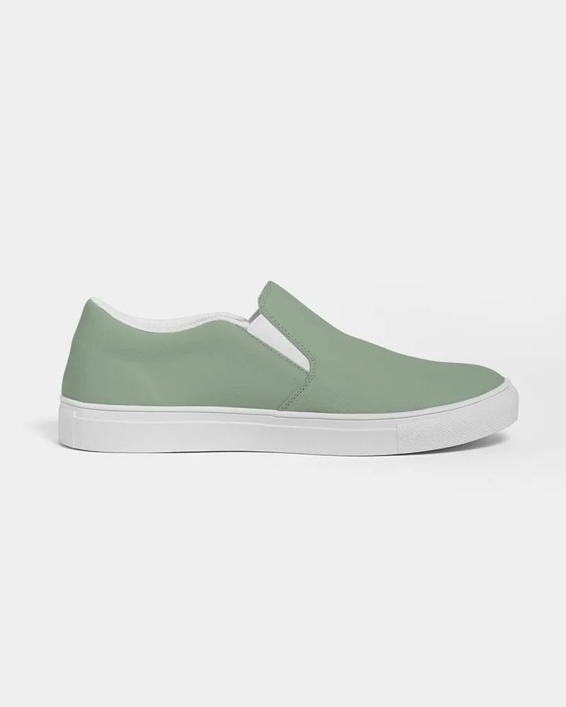 Shaded Pale Pastel Green Gray Slip-On Canvas Sneakers | Women's | C22M0Y30K30