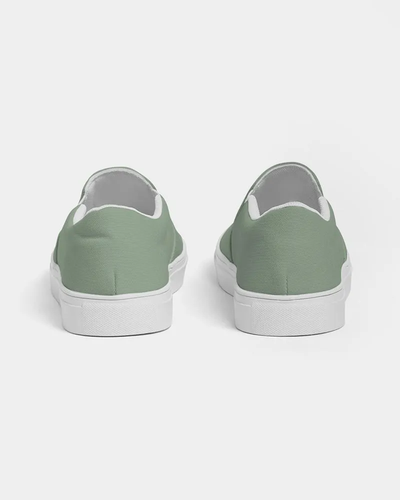 Shaded Pale Pastel Green Gray Slip-On Canvas Sneakers | Women's | C22M0Y30K30