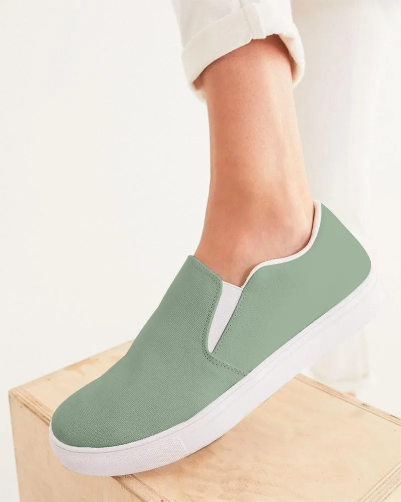 Shaded Pale Pastel Green Gray Slip-On Canvas Sneakers | Women's | C22M0Y30K30