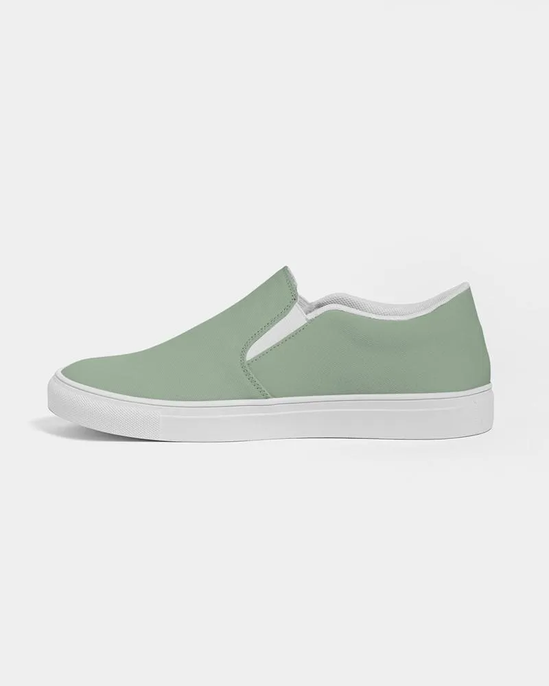 Shaded Pale Pastel Green Gray Slip-On Canvas Sneakers | Women's | C22M0Y30K30