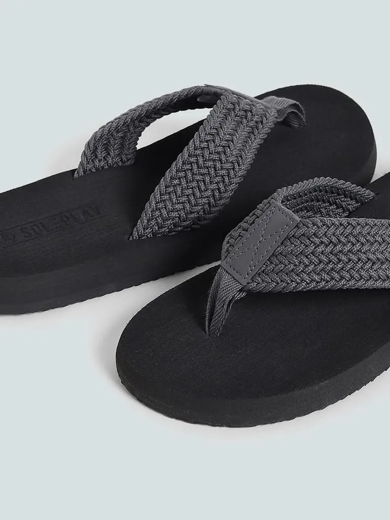 SOLEPLAY Dark Grey Weaved Strap Flip Flop