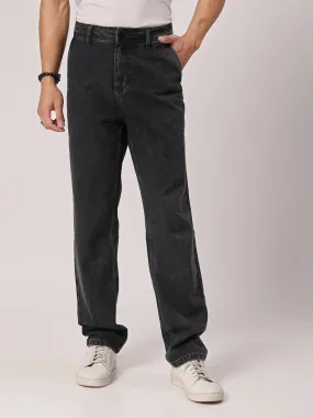 Style Quotient Men  Black Relaxed Fit High Rise Cotton Jeans