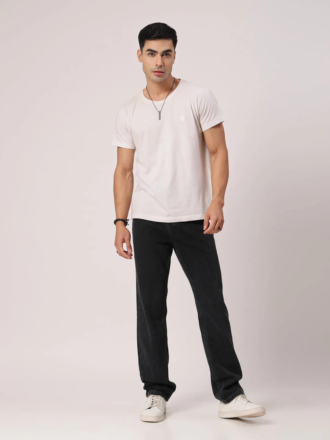 Style Quotient Men  Black Relaxed Fit High Rise Cotton Jeans