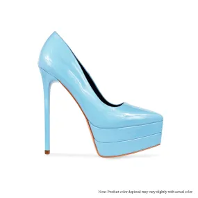 SUNSET-1 DOUBLE PLATFORM POINTED PATENT PUMP-BLUE