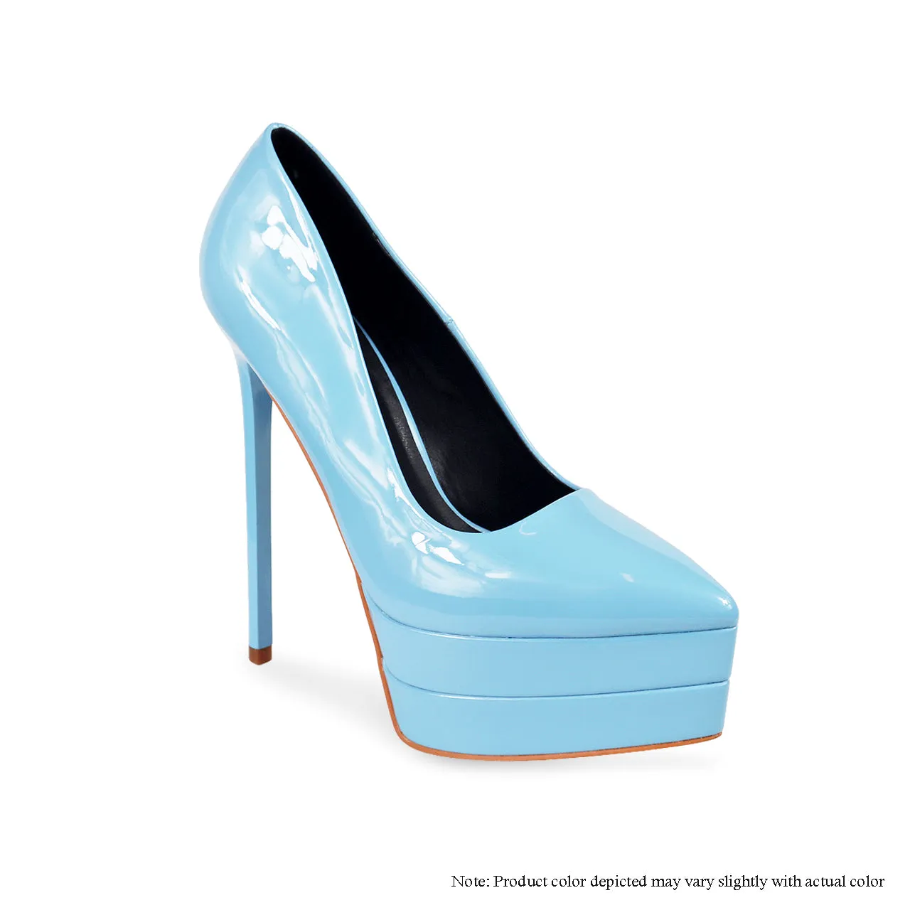 SUNSET-1 DOUBLE PLATFORM POINTED PATENT PUMP-BLUE