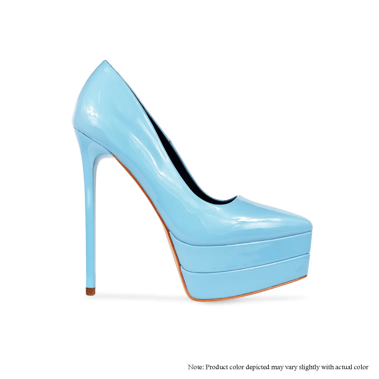 SUNSET-1 DOUBLE PLATFORM POINTED PATENT PUMP-BLUE