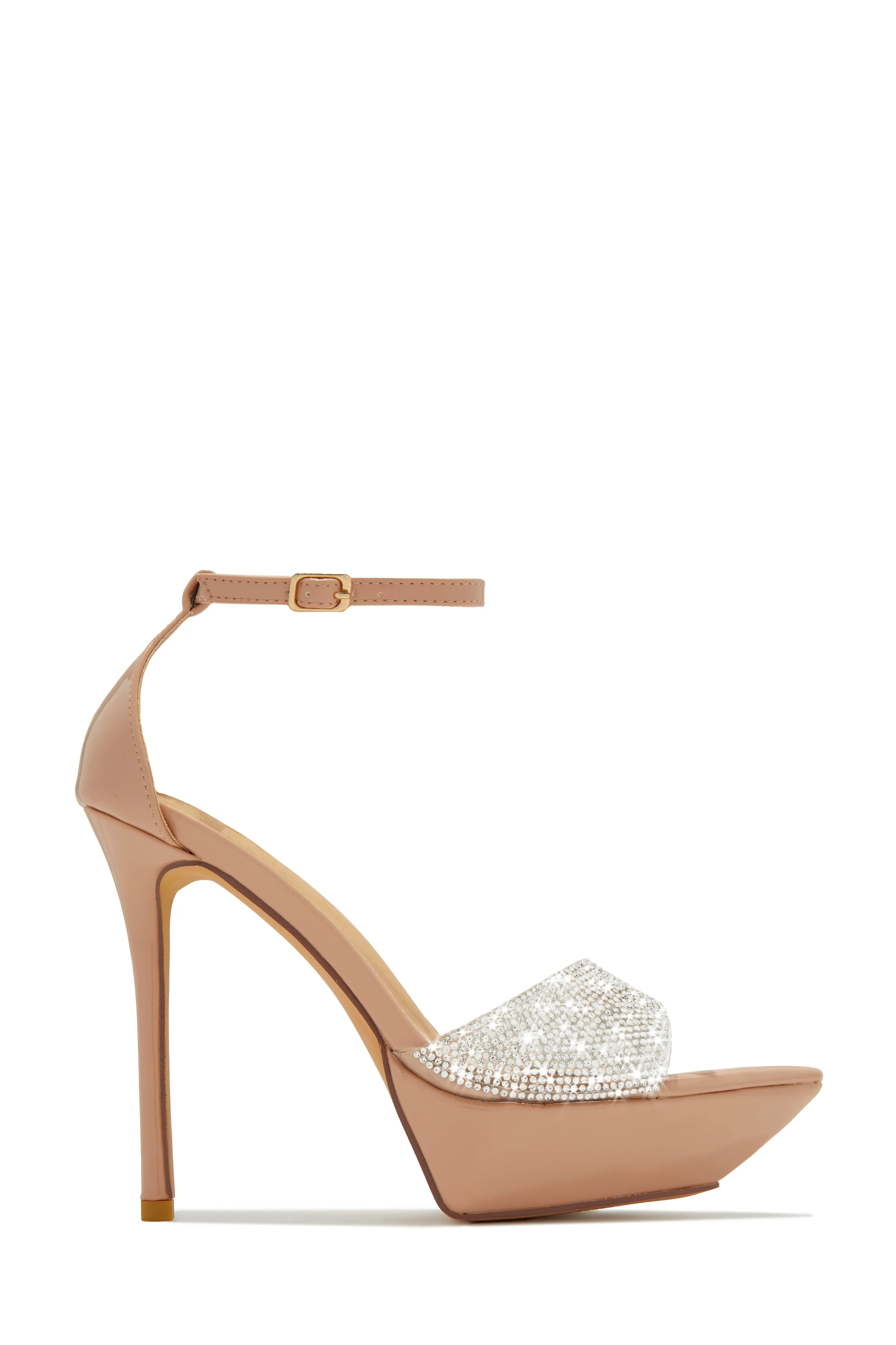 Sweet Fatale Embellished Platform Heels - Nude