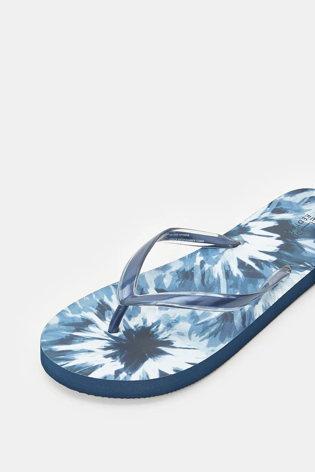 Women Navy Floral Flip Flop