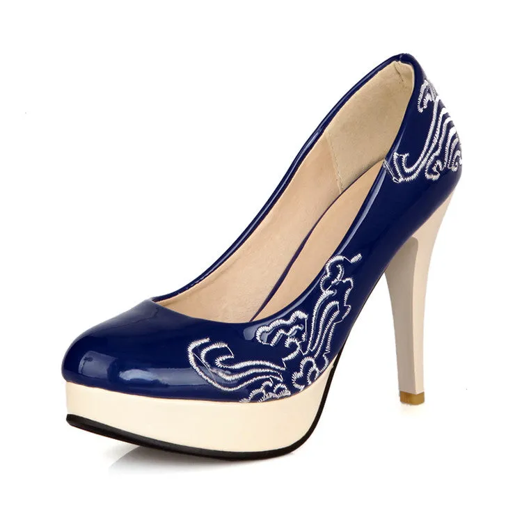 Women's Printed High Heel Platform Pumps