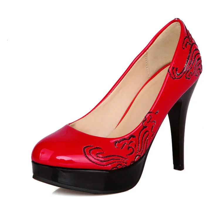 Women's Printed High Heel Platform Pumps