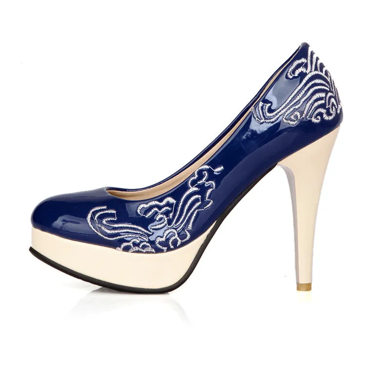 Women's Printed High Heel Platform Pumps