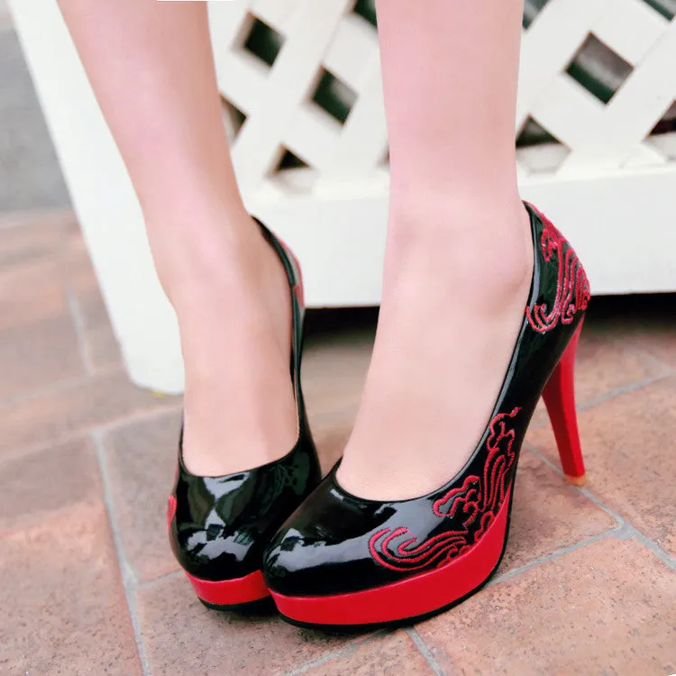 Women's Printed High Heel Platform Pumps