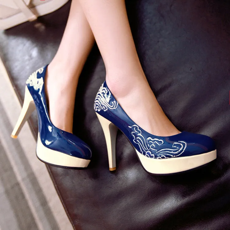 Women's Printed High Heel Platform Pumps