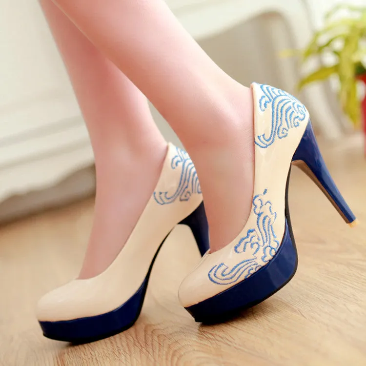 Women's Printed High Heel Platform Pumps